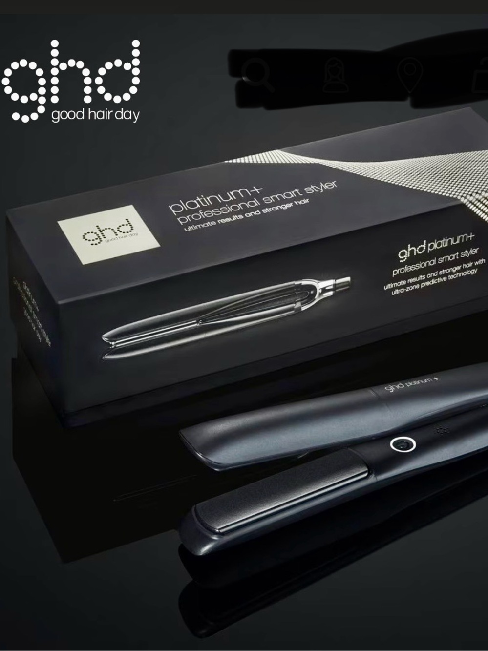 NWT ghd Platinum+ Professional Smart Styler - Black 1inch flat iron